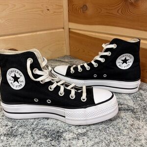 Converse Black & White High Top Platform Sneakers